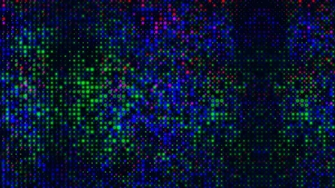 Vibrant digital pixels and neon dots create a dynamic loopable glitch effect Stock Footage 342319762