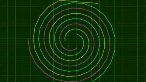 Vibrant Digital Spiral Energy Vortex Animation on a Tech Grid Background Stock Footage 333108831