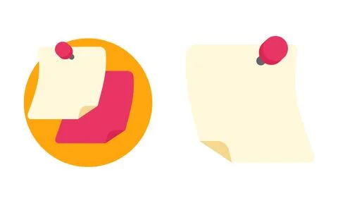 Vibrant Digital Sticky Note Icon with a Prominent Red Pushpin for Important.. Stock Illustration