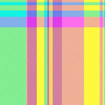 A vibrant, digital tartan pattern with neon yellow, pink, and cyan stripes .. Stock Illustration