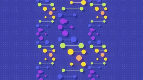 Vibrant DNA Infographic Rotating 3D Helixes Blue Видео 346159145