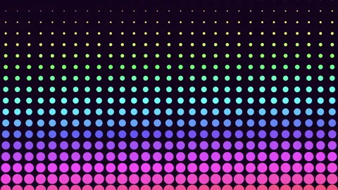 Vibrant dot pattern on black colorful circles arranged in grid Stock-Footage 297604109