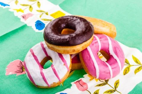 Vibrant doughnuts Stock Photos
