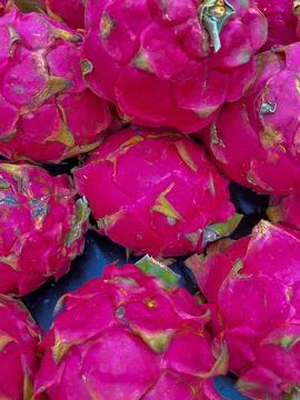 Vibrant Dragon Fruit Cluster Stock Photos