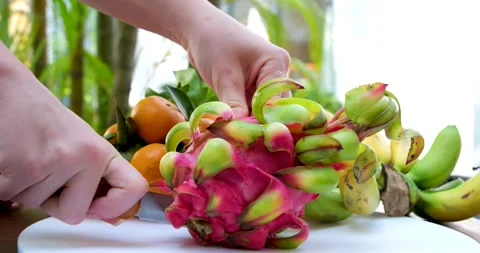 Vibrant dragon fruit sliced and arranged beautifully Stock Footage 310169600