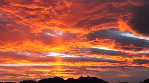 VIBRANT DRAMATIC SUNSET OVER BOULDER CITY NEVADA 003 Stock Footage 168916015