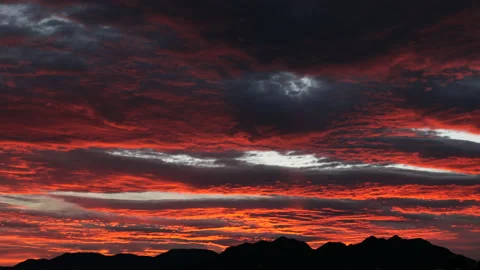 VIBRANT DRAMATIC SUNSET OVER BOULDER CITY NEVADA 001 Stock Footage 168916044