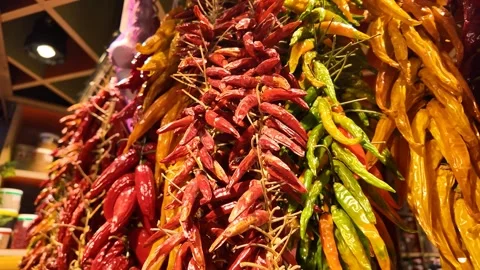 Vibrant Dried Chilies for Cinco de Mayo Stock Footage 289445668