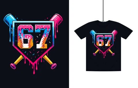 Vibrant Drip Sixty-Seven Baseball Home Plate Celebration Stock-Illustration