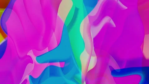 Vibrant, dynamic abstract liquid shapes flow smoothly in bright Stock Footage 262599878