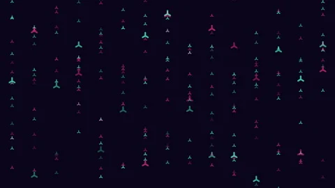 Vibrant, dynamic dot grid pattern on black background 動画素材 303194404