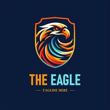 Vibrant eagle head shield logo design template Stock Illustration
