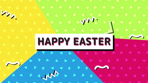 Vibrant easter geometric pattern with Happy Easter text 動画素材 267015125