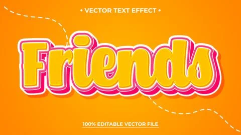 Vibrant editable Friends text effect for social media and design Illustrazione stock