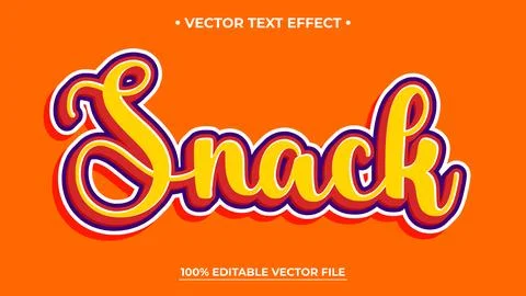 Vibrant editable vector text effect for 'Snack' in yellow and orange Stock Illustration