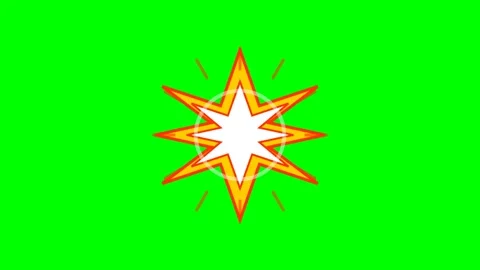 A vibrant eight-pointed star icon centered on a bright green background Vídeos de archivo 340901782