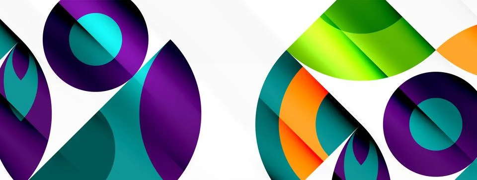 Vibrant electric blue circles create a symmetrical pattern on a white background Stock Illustration