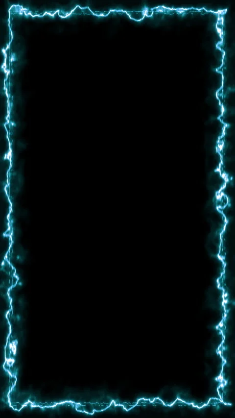 Vibrant Electric Blue Neon Rectangular Frame Glowing On Black Background Stockbeeldmateriaal 303933471
