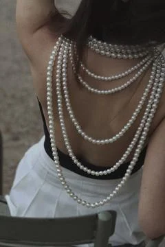 Vibrant Elegance with Layers of Pearls Stock Photos