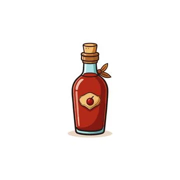 Vibrant elixir in a rustic bottle evoking classic apothecary charm and myst.. Stock Illustration