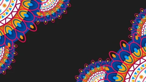 Vibrant Ethnic Mandala Border Loop for Hispanic Heritage Month Celebration Stock Footage 346281920