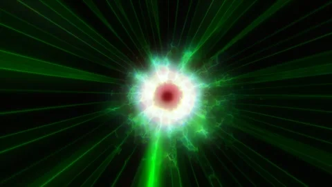 A vibrant explosion of green light beams creating a dynamic energy burst fo.. Stock Footage 288852902