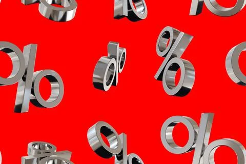 Vibrant, eye-catching seamless pattern featuring chrome percentage symbols fl Stock Illustration
