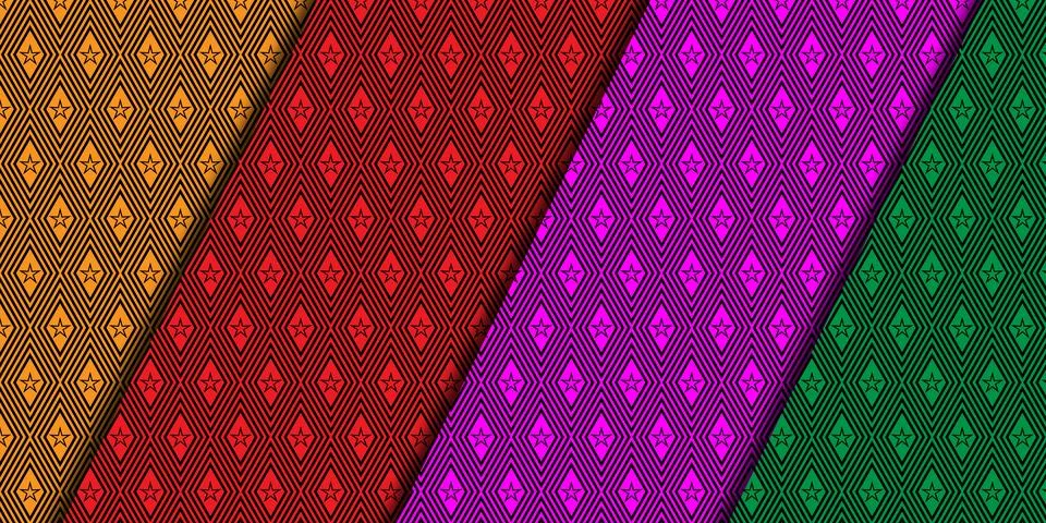 Vibrant fabric patterns in multiple colors and designs Stock Illustration