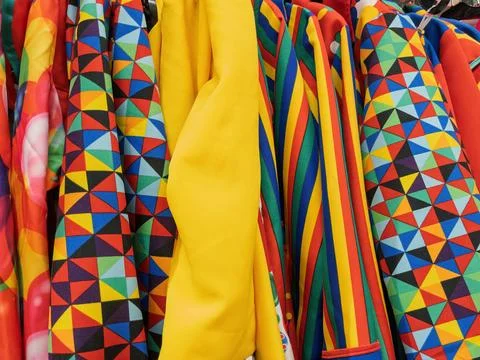 Vibrant Fabric Patterns in Various Color Combinations Stock Photos