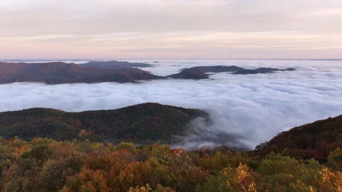 Vibrant Fall Foliage Morning Drone View 스톡 동영상 293844101
