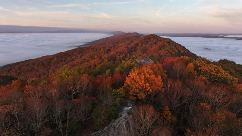 Vibrant Fall Foliage Morning Drone View 스톡 동영상 293844103
