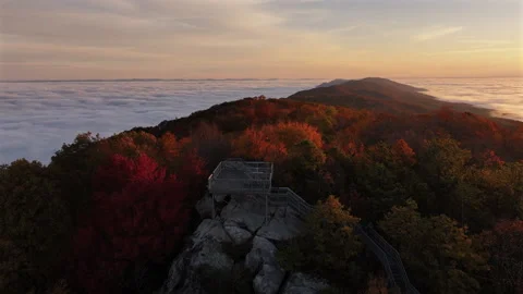Vibrant Fall Foliage Morning Drone View 스톡 동영상 293844404