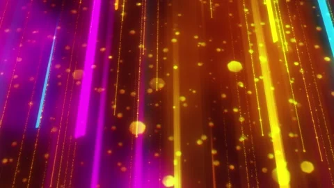 Vibrant falling star trails over dynamic bokeh lights background Stock Footage 294084180