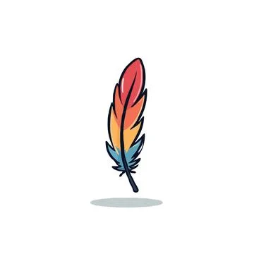 Vibrant feather with a gradient of colors against a bright backdrop in an a.. Stock Illustration