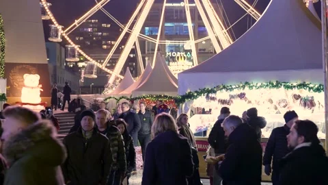 Vibrant Festive Scene, Crowded Square With Joyful Energy, Bustling Marketplace Stock-Footage 328047982