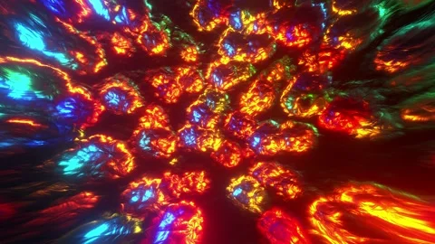 Vibrant Fiery Abstract Organic Surface with Glowing Neon Lights VJ Loop. Looped Video stock 341315816