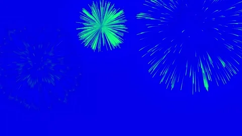 Vibrant fireworks display exploding across three distinctly colored vertical Vidéo 345218132