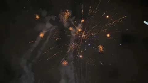 Vibrant Fireworks Display in Night Sky for Celebration and New Year Events Stock Footage 329616026