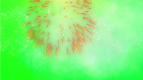 Vibrant fireworks explode in green background Video stock 338221581