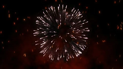 Vibrant fireworks explode in night sky with smoke Video stock 338220854