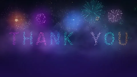 Vibrant fireworks explode in the text "Thank you" against a starry night Stock-Footage 345376138