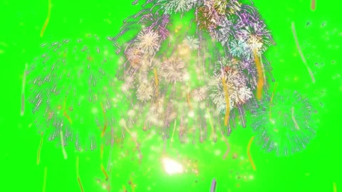 Vibrant fireworks exploding on green screen background Stock-Footage 337444240