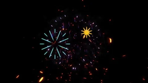 Vibrant fireworks exploding in the night sky with sparks Stock Footage 338216203