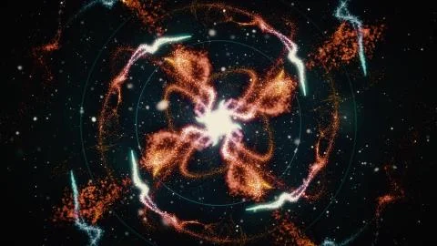 Vibrant fireworks light glowing patterns flow in waves and circle patterns 스톡 일러스트