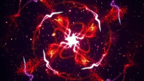 Vibrant fireworks light glowing patterns flow in waves and circle patterns Illustrazione stock