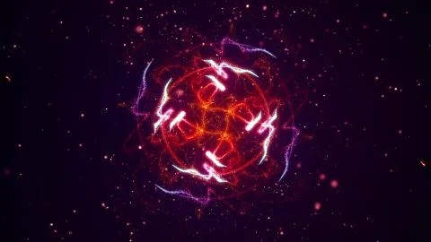 Vibrant fireworks light glowing patterns flow in waves and circle patterns Illustrazione stock