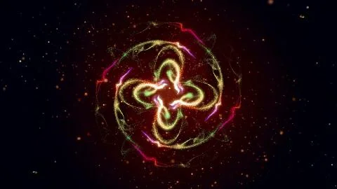 Vibrant fireworks light glowing patterns flow in waves and circle patterns Illustrazione stock