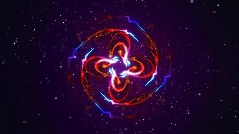 Vibrant fireworks light glowing patterns flow in waves and circle patterns Illustrazione stock