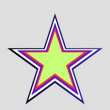 Vibrant five pointed star with layered outline and bright yellow green center Stock Illustration