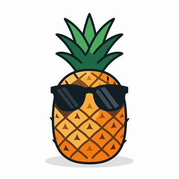 Vibrant Flat Vector Illustration of a Single Tropical Pineapple Character w.. Illustrazione stock